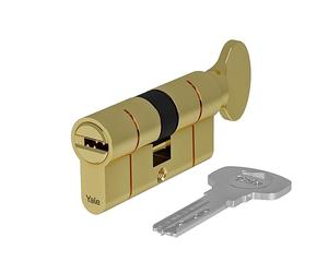 Yale 10-2103-3050-KC-0201 Serie 2100 (patentado) - Pomo giratorio-30/50-KC-Cilindro de perfil europeo pulido, latón pulido