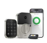 Yale Assure Lock Cerradura de puerta de entrada inteligente sin llave con 2 cerrojos de nνquel satinado y teclado conectado Wi-Fi para entrada de