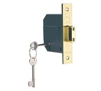 YALE B-BSDL-3.0-PB Mortaja estándar británica de 5 palancas de Alta Seguridad, latón Pulido, Deadlock 3 Inch