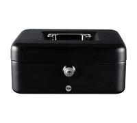 Yale Caja de efectivo extra grande Seguridad estándar Cerradura con llave Asa de transporte Acabado negro mate Bandeja interna extraíble