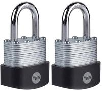 Yale candado acero inoxidable cuerpo 47×40 mm arco Ø6 mm 3 llaves doble cierre alta seguridad exterior puertas y cobertizos EN12320 (Paquete de 2)