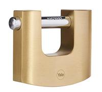 Yale Candado de Alta Seguridad Y114B, 90 mm Latonado, Arco Cerrado Reforzado con Grillete de Acero de 13 mm, Cuerpo Sólido y Resistente, Ideal para Puertas, Portones y Almacenamiento Exterior
