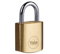 Yale Candado de Latón Y110B, 20 mm, Arco Corto, Cuerpo Resistente con Grillete de Acero, Cilindro de 3 Pines, Incluye Llaves, Ideal para Taquillas, Mochilas y Uso Interior