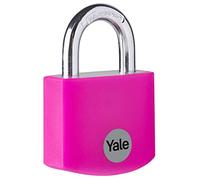 Yale - Candado de seguridad estándar YE3B/32/116/1/P de aluminio de 32 mm - Rosa - Grillete abierto de acero endurecido - 3 llaves
