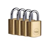 Yale Y110B/20/111/4 Y110B/20/111/4-Candado de latón de 20 mm, con asa de Acero, 3 Llaves, Escolar, Vestuario Deportivo, Caja de Herramientas, Armario, Dorado, 20mm