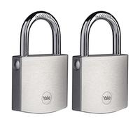 Yale candado latón cuerpo 50×47 mm arco Ø7 mm acabado cromado 3 llaves doble cierre alta seguridad exterior puertas y cobertizos EN12320