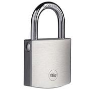 Yale candado latón cuerpo 50×47 mm arco Ø7 mm acabado cromado 3 llaves doble cierre alta seguridad exterior puertas y cobertizos EN12320