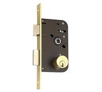 Yale Cerradura de Embutir Estámdar: Entrada 45 mm, Acero aleado, Latonado X = 70 mm; y = 45 mm, Doble cilindro redondo de 28 mm de diámetro, Palanca y picaporte reversible