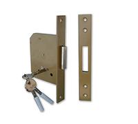 Yale-Cerradura de ponerse para puerta madera '56320' frontal de 23 mm, Caja y tapa de acero lacado. contropiastra incluida. Con clindro a Cruz Llave a tacón, tornillos para el montaje de la cerradura y 3 llaves. Solo cerrojo.