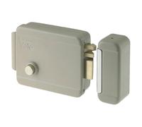 Yale-Cerradura eléctrica de sobreponer para puerta madera Art. 674 con pestillo azionabile retraído externo mediante llave, desde interior mediante botón y a distancia mediante impulso eléctrico de bajo voltaje (10 W-12 V). Acabado Acero Barnizado. controbocchetta I