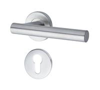 Yale Juego de manillas T-Shape en acero inoxidable para puerta con roseta para cilindro europeo 35-S1TS-RRCY-88-3101, satinado, diseño moderno, apto para puertas interiores y exteriores