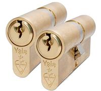 Yale KM3535-PB Euro Double 1 Star Kitemarked Cilindro, 3 Llaves suministradas, Alta Seguridad, en Caja, Apto para Todos los Tipos de Puertas, Acabado de latón, 35:10:35 (80 mm), Paquete de 2