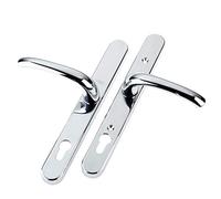 Yale Manilla de puerta de seguridad universal P-PVC-RH-PC, seguridad estándar, 92 mm en el centro, puntos de fijación ajustables, protector de cilindro incorporado, para puertas de PVC, acabado cromado, empaquetado en visita (el embalaje puede variar)