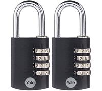 Yale Paquete de 2 candados de combinación de 4 dígitos para exteriores, impermeables, para escuela, gimnasio, casillero deportivo, valla, caja de herramientas, puerta, funda, almacenamiento de cerrojo