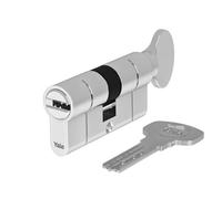 Yale Serie 2100 - Cilindro de perfil europeo (patentado), pomo giratorio, 34/45, KC, níquel satinado, cantidad de blíster 1