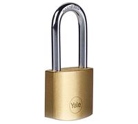 Yale Y110B/20/122/1 - Candado latón 20 mm 3 llaves, arco largo, doble bloqueo antirrobo seguridad para taquilla, caja de herramientas, armario | candado antirrobo para taquilla puerta garaje