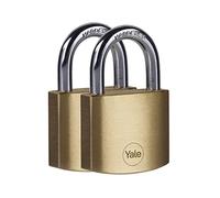 Yale Y110B/40/122/2 - Candado latón 40 mm pack de 2 3 llaves, EN12320, doble bloqueo antirrobo seguridad para taquilla, caja de herramientas, armario | antirrobo taquilla garaje
