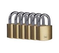 Yale Y110B/40/122/6 - Candado latón 40 mm pack de 6 6 llaves, EN12320, doble bloqueo antirrobo seguridad para taquilla, caja de herramientas, armario | antirrobo taquilla garaje
