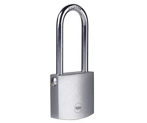 Yale Y120B/50/163/1 - Candado latón 47 mm 3 llaves, arco largo, para exterior, EN12320 antirrobo seguridad para taquilla, caja de herramientas, armario