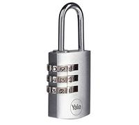 Yale candado de combinación latón cuerpo 23×33 mm arco Ø3 mm acabado cromado sin llave seguridad estándar interior código reajustable