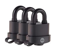 Yale Y220B/51/118/3 - Candado acero inoxidable 50 mm pack de 3 3 llaves, para exterior, EN12320, doble bloqueo antirrobo seguridad para taquilla, caja de herramientas, armario