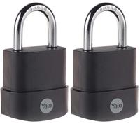 Yale Y227B/45/122/1 - Candado acero inoxidable 47 mm 3 llaves, para exterior, EN12320, doble bloqueo antirrobo seguridad para taquilla, caja de herramientas, armario (Paquete de 2)