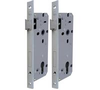 YALE Y52X00600S2 - Cerradura de embutir para puertas de madera, Acabado niquelado satinado, Con borde frontal cuadrado, entrada 60 mm, distancia entre ejes 85 mm (Paquete de 2)