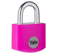 Yale YE3B/25/112/1/P Candado de Aluminio Rosa 25 mm, Cilindro de 4 Pines, Grillete de Acero, Uso Interior, Ideal para Mochilas, Cajas y Herramientas