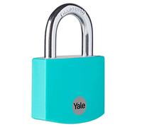 Yale YE3B/32/116/1/TE - Candado aluminio 38 mm turquesa 3 llaves, doble bloqueo antirrobo seguridad para taquilla, caja de herramientas, armario | antirrobo taquilla garaje