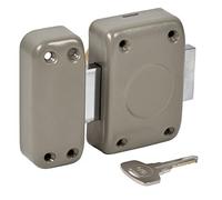 Yale YV25C- 35mm/SC - Cerradura de Bodega sin botón (Lado Interior) con Cilindro, 5 pasadores, diámetro 23 mm (Lado Exterior), Longitud 35 mm, 4 Llaves, Color Beige y marrón Dorado