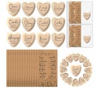 Yalikop Juego de 48 piezas con texto en inglés "God says you are", regalo cristiano religioso de madera, con forma de corazón, versículos bíblicos, con tarjeta de aliento para mamá, papá, iglesia