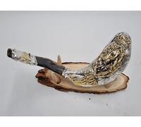 Yaliland Juego de shofar chapado en plata, león de judah, carneros de carnero, chofar de la Tierra Santa Israel + soporte de madera gratis