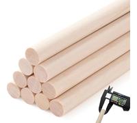 Yaliuliu 10 varillas de madera de 1/2 x 12 pulgadas, varillas redondas de madera para manualidades, clavija de macramé, palos de madera maciza sin terminar para artes y bricolaje