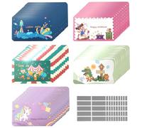YALiya 100 Tarjetas de Rascar para Rascar, Hojas de Pegatinas para Rascar, 5 Estilos, Etiquetas para Rascar, Pegatinas Sorpresas, Pegatinas para Rascar Tú Mismo para Juegos, Regalos de Bricolaje