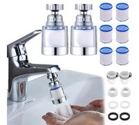 YaLiyA 2 Piezas Filtro de Agua para Grifo Filtro de Grifo Giratorio de 360° Con 6 Piezas Elemento Filtrante Algodón Pp Filtro agua grifo reutilizables para cocina fregadero baño en casa