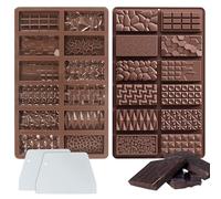 YALiya 2 Piezas Moldes Silicona Dubai, 27,4 * 17 * 1,1 cm Moldes de Silicona Reposteria, Varios Patrones, Raspador Blanco, con para Chocolate, Hielo, Dulces, Caramelos y Barras Energéticas