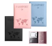 YALiya 3 Piezas Set Funda Pasaporte + Etiqueta de Maleta, Cuero Protector de Pasaporte, Porta Pasaporte, Proporciona más Espacio de Almacenamiento para Pasaportes y Tarjetas, Carnés de Identidad