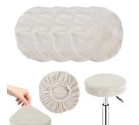 YALiya 4 Piezas Funda Taburete Redondo, Redondo Cubierta De Taburete, Redonda Funda Lavable para Taburete, Fácil Cuidado Suave y Duradero para Taburetes y Sillas de Bar 28-38cm (Beige)