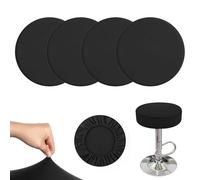 YALiya 4 Piezas Funda Taburete Redondo, Redondo Cubierta De Taburete, Redonda Funda Lavable para Taburete, Fácil Cuidado Suave y Duradero para Taburetes y Sillas de Bar 28-38cm (Negro)