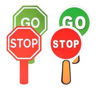 YALiya 4 Señales de Parada y Go con Asa, Luz Roja, Señal de Luz Verde, Doble Cara, Parada y Go, Para Enseñar a Los Niños la Seguridad Vial en el Aula