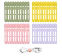 YALiya 40 Piezas Bridas de Silicona Bridas de Silicona Cables Pequeño Reutilizables Elástico Sujeta Organizador de Cables,para Auriculares,Cables de Datos(Amarillo,Rosa,Morado Claro,Verde Matcha)