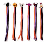 YALiya 6 Piezas Horquilla de calabaza de Halloween, Halloween para Horquilla Tocados, Extensiones de Clip de Pelo Lacio, Peluca Sintético Extensiones Colores, Partido Cosplay Fiestas Party