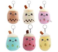 YaLiyA 6 Piezas Juguete de Peluche de Té de Burbujas Llavero Bubble Tea Peluches Juguete Animal con Llavero Bubble Tea, Peluche Bubble Tea Juguete Peluche Té de Burbujas para Niños Chicas