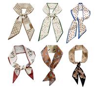 YALiya 6 Piezas Pañuelos Cabeza, Pañuelos Cuello Mujer, Pañuelo de Seda Satinada, Adecuado para Pañuelo en la Cabeza, Pañuelo, Cuello, Muñeca,Creamy Flower, Bufandas Manija Moda Ligero, Multicolor