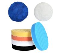 YALiya 7 Piezas Pulir Coche, Esponja Pulir Coche 150mm, Almohadilla de Pulido Lana, para Pulido y Encerado de Coches