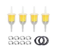 YALiya Filtro de combustible, 4 piezas de filtro de gasolina para ciclomotor, 2 mangueras de 50 cm, 8 pinzas para tractor pequeño, cortacésped, moto de nieve, coche