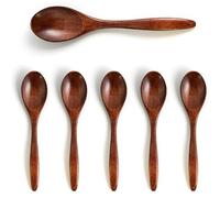 YALiya Juego de 6 Piezas cucharas Pequeñas de Madera, Cuchara Natural Pulida a Mano, 14,5 cm, para Chocolate Caliente, Miel, café, té, Cuchara de Madera para Miel, para el Hogar