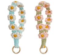 YaLiyA Llavero Trenzado Bohemio Llavero llavero trenzado 2 piezas Lindos llaveros de margaritas trenzados hechos a mano llaveros personalizados llaveros estilo boho flores para mujeres y niñas