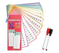 YALiya Set de Tablas de Multiplicar para Niños - 17 Piezas (15 Tarjetas Doble Cara + 2 Bolígrafos Borrables) | Tablas Multiplicar Portátiles con Llavero, Reutilizables y Seguras