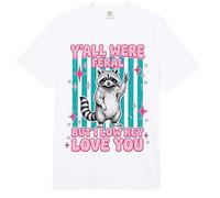 Yall were Feral But I Low Key Love You Funny Raccoon Teacher Comfort Colors Adult Heavyweight T-Shirt